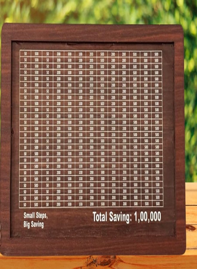VICORP Wooden Money Saving Box for Kids & Adults, Coin Box, Savings Box, Piggy Bank, Smart Money Box, Wooden Coin Box, Money Saver, Piggy Bank with Numbers, Target 100000 Rupees Savings Box - Image 2